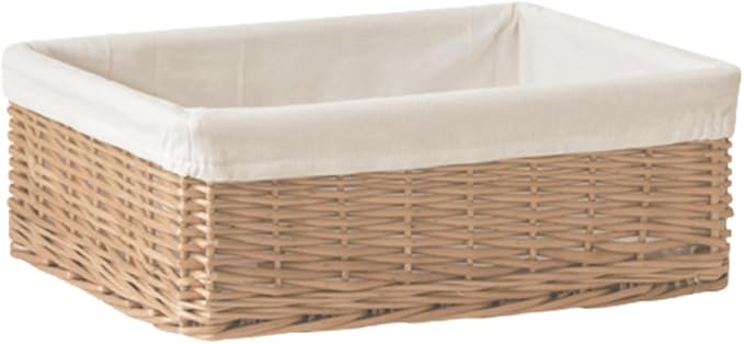 Handwoven Rattan Storage Basket with Removable Fabric Liner Desktop Organizers for Home Organization and Decoration Natural Fiber Closet Organizers Basket