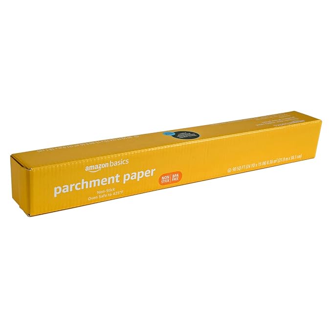 Amazon Basics Non-Stick Parchment Paper for Baking, Cooking, Oven Safe, 15 inches, 90 Sq Ft Roll, (Pack of 2)