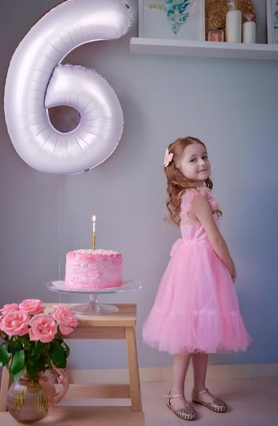 Number 6 Balloon 40 Inch, 6 7 Six Seven Birthday Decorations, 6th Birthday Balloon for Boy Girl, Cream Purple 16 60 61 65 Numbers Balloons Graduations Anniversary Supplies
