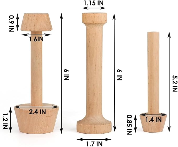 3 Pcs Wooden Tart Tamper Set, Double Side Pie Pastry Dough Tampers, DIY Cake Egg Tart Pan Mold Presser Baking tool for Mini Egg Tart Shells,Pastry, Cheesecake, Mini Pie and Dessert Baking