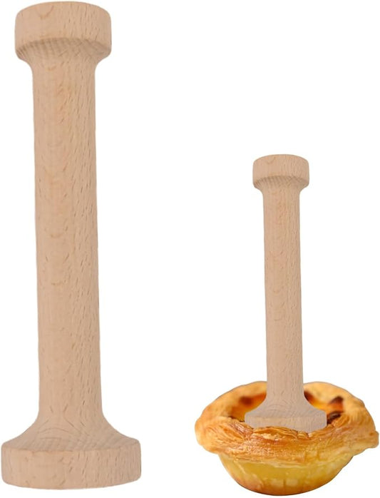 Wooden Tart Tamper,Pie Pastry Dough Tamper,Tart Pan Mold Cake Pastry Baking Tool for Tart, Cheesecakes, Pasta,Baking (One piece egg tart mold)