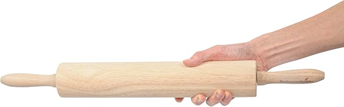 Restaurantware Wood Rolling Pin 1 Count 13 Inches Solid Wood Baking Tool, Ergonomic Dough Roller With Smooth Rotation, Beige Kitchen Pastry Tool for Professional Bakers