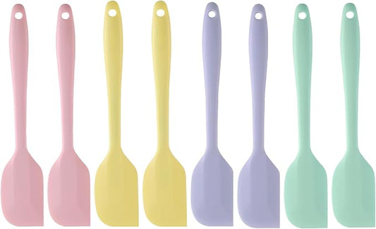 8 Pack Mini Silicone Spatula Set, 8.3 Inch Small Rubber Spatula Heat Resistant, Heat Flexible Silicone Spatulas Cake Spatula Scraper Cooking for Mixing, Baking, Non Stick Pans