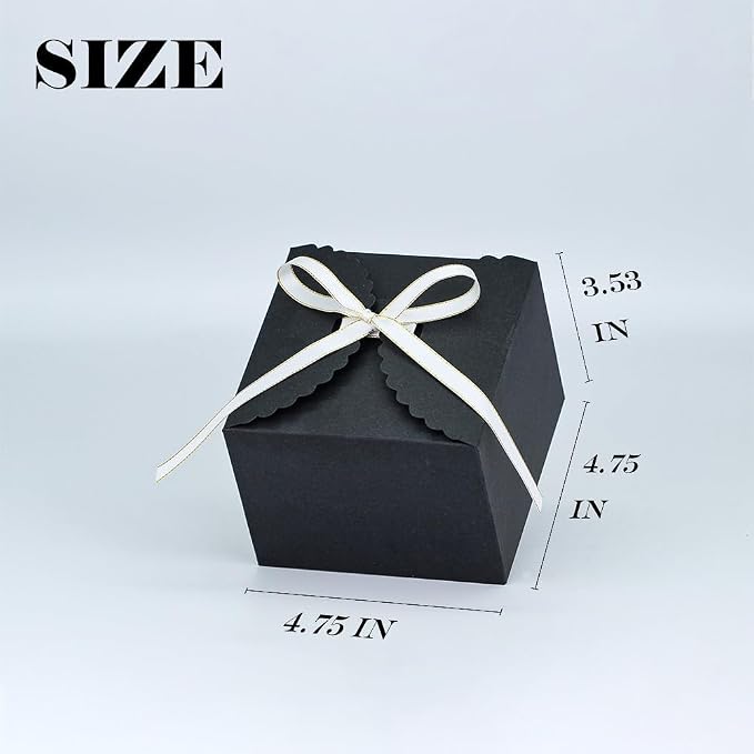 WEWILUCK Small Black Boxes for Gifts, 10 PCS Premium Gift Box with Ribbon for Thanksgiving, Anniversaries, Party, Birthday, Graduations, and More(4.75” x 4.75” x 3.53”)