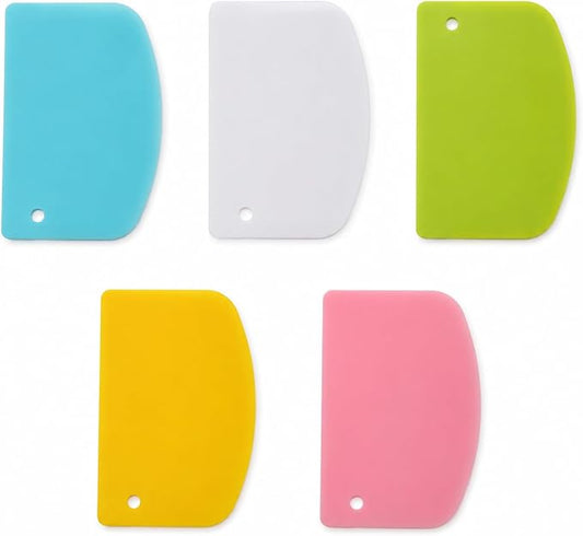 5 Pcs Dough Scraper Flexible Bench Scraper Plastic Bowl Scrapers Multifunctional for Sourdough Bread Dough Cake Baking