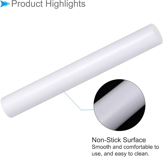 Acrylic Clay Roller, 8 Inch Length 1 Inch Dia., Acrylic Non-Stick Rolling Pin Roller White - (Applications: for Shaping Sculpting)