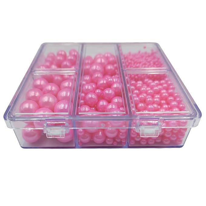 Pink Pearl Sprinkles for Cake Decorating, 4 Sizes Mix Size Sugar Pearls for Cupcake Topper, Ice Cream, Donuts, Baking Decoratings (2mm, 4mm, 7mm, 10mm)