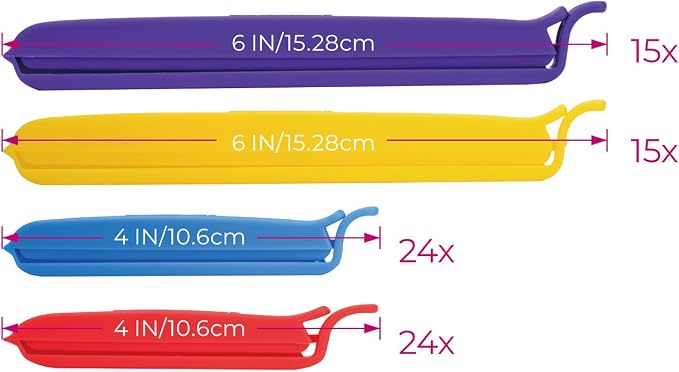 Keenpioneer Bag Sealing Clips Multicolor 78 Pack 4 inch and 6 inch | Bulk Medium 48 and Large 30, Food Snack Storage