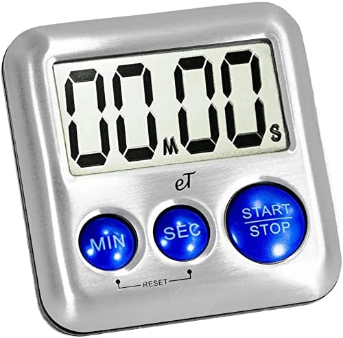 Elegant Digital Kitchen Timer Stainless Steel - Loud Alarm - Model Plumbery