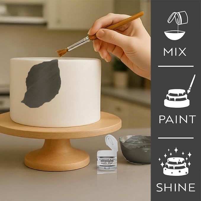 Luster Dust - Moonstone Black (4g 1x Jar) | Edible Vegan Dust & Paint for Cake Decorating, Ice Cream, Desserts, Cocktails and Beverages by Bakell