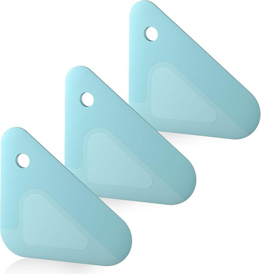 Food Scraper, 2-in-1 Pot and Pan Dish Scraper, Nylon and Silicone, Kitchen Scraper Tools for Cast Iron Skillets, Cookware, Dishes, Pans and Pots, Heat Resistant, Set of 3, Blue