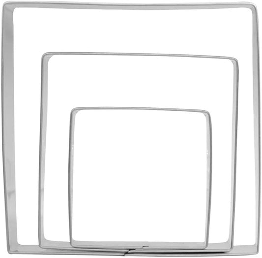 Large Square Cookie Cutter Set - 4.5”,3.5”,2.5” - 3 Piece - Stainless Steel