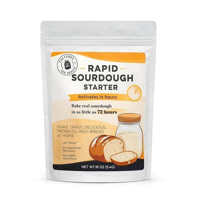 Cultures for Health Rapid Sourdough Starter - Bake Artisan Sourdough Bread in 72 Hours - Dehydrated Live Culture for Homemade Bread, Pizza Dough, Baking, & Pancakes - Beginner Friendly Starter Culture