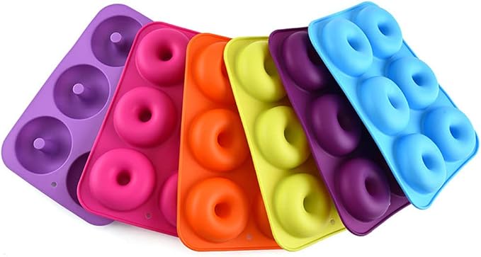 DIY 6-Cavity Cake Donut Mold Non-Stick Baking Molds Cake Pan Silicone Tray for Doughnut Cake Bread Pudding Chocolate Muffin Soap (Orange)