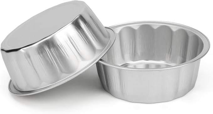 Beasea Ramekins with Lids, 8oz 100 Pack Disposable Aluminum Cups for Baking, Silver Aluminum Foil Creme Brulee Muffin Cupcake Baking Tin Mini Pudding Containers for Party Wedding Birthday