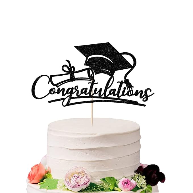 Congratulations 2026 Graduation Cake Topper,Congrats Grad Cake Decor - 2026 High School; College;Senior Graduation Party Decorations Supplies (black)