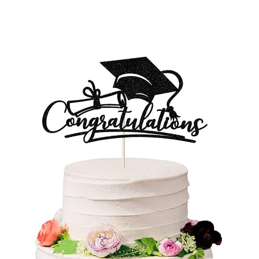 Congratulations 2026 Graduation Cake Topper,Congrats Grad Cake Decor - 2026 High School; College;Senior Graduation Party Decorations Supplies (black)