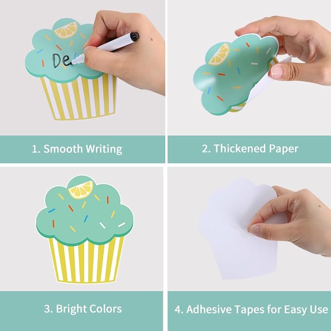 Vuzvuv 90Pcs 5In Cupcake Paper Cutouts with 180Pcs Glue Points,Cup Cake Cut Outs Bulletin Board Decorations for Birthday Party Theme Decor Supplies