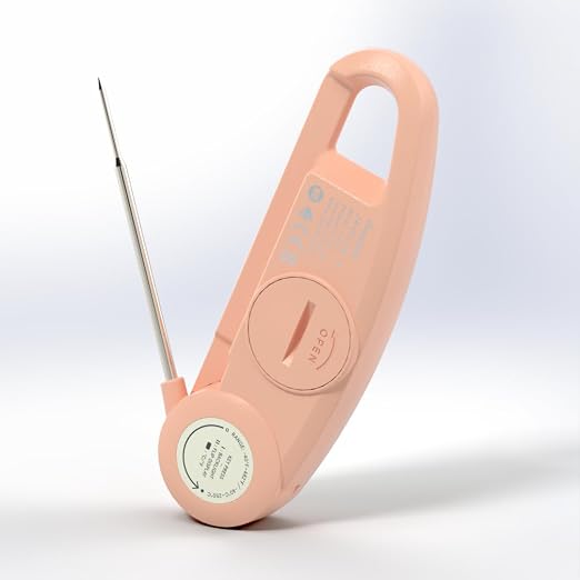 Lavatools PT12B Javelin 2 Ultra Fast Digital Instant Read Meat Thermometer for Grill and Cooking, 3" Probe, Compact Foldable Design, 1.5" Backlight Display, Water Resistant-Rhubarb