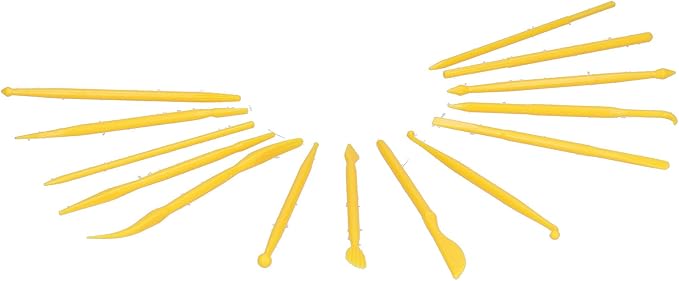 Clay Modeling Tools Clay Carving Tools Cake Modeling Tools Cake Shaping Tools Cake Sculpting Tools 14PCS Set PP Plastic Lightweight for Cake Decorating DIY Baking (Yellow)