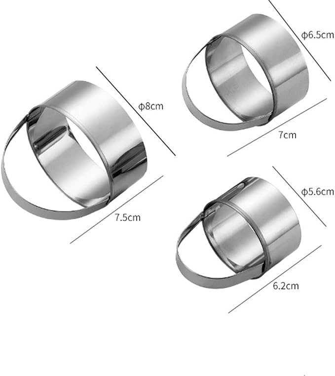 Stainless Steel Round Cookie Cutters with Handle, Set of 3 (Size: 2.25", 2.75", 3")