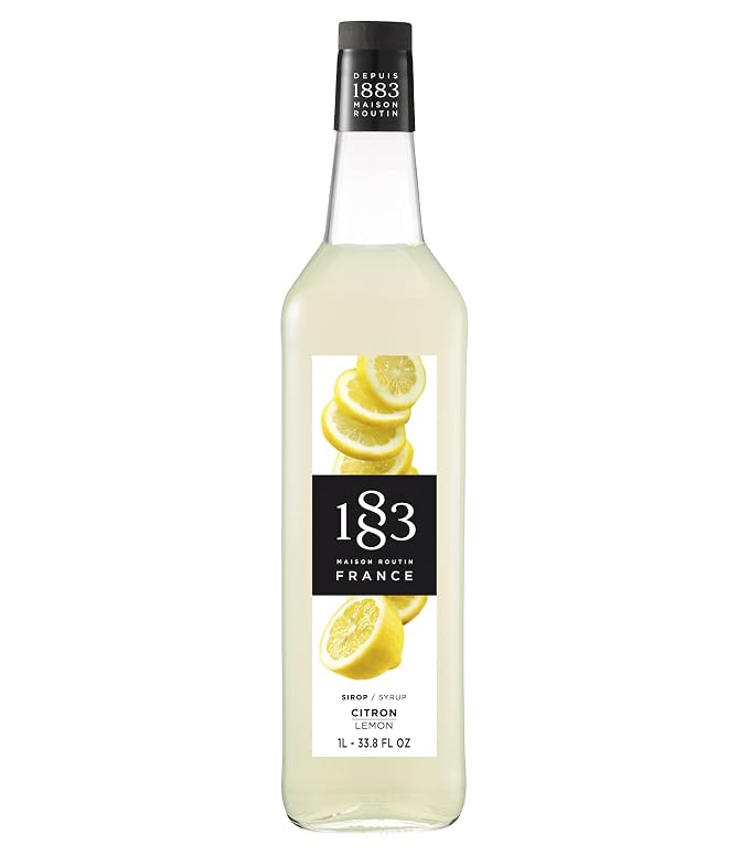 1883 Lemon Syrup for Drinks, Made in France, 1 Liter Glass Bottle