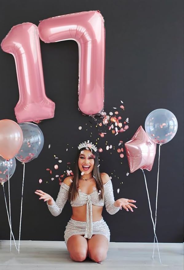 40 Inch Number 7 Balloon, 6 7 Birthday Decorations, Pastel Pink Seven Birthday Decor, 7 17 27 70 Year Old Balloon Number for Engagement, Wedding, Graduations