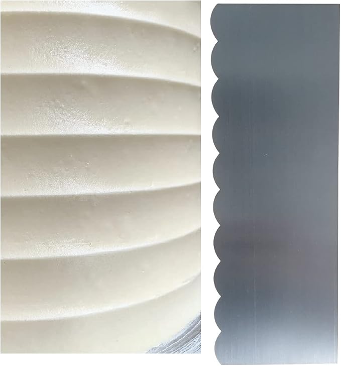 9 inch Stainless Steel Scallop Cake Comb Metal Cake Scraper Cake Buttercream Icing Smoother Frosting Sculpting Decorating Tools