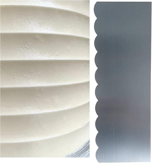9 inch Stainless Steel Scallop Cake Comb Metal Cake Scraper Cake Buttercream Icing Smoother Frosting Sculpting Decorating Tools