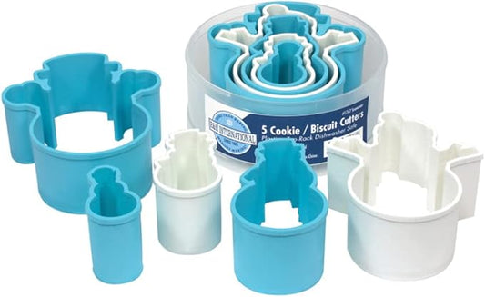 R&M International Snowman Cookie and Biscuit Cutters, Assorted Sizes, Bright Colors, 5-Piece Set