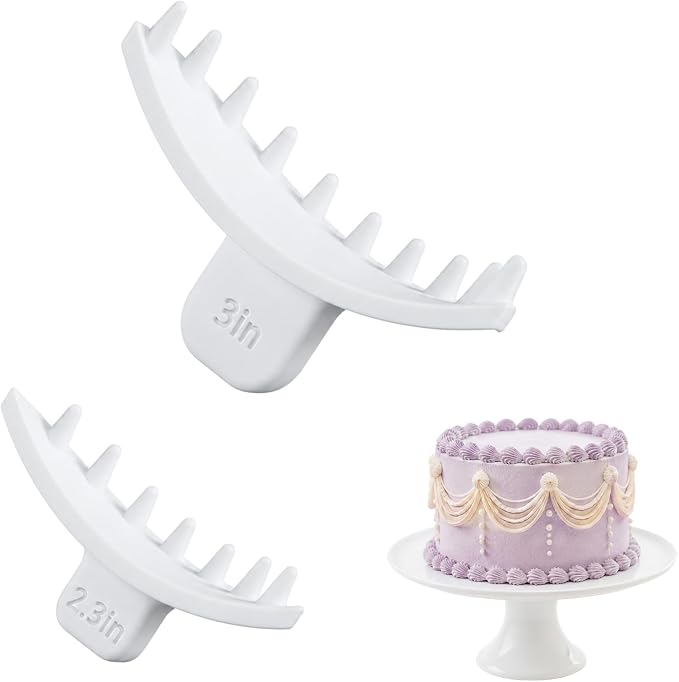 Hushee 2 Pcs Cake Arch Guide Tool Cake Decoration Tools Swag Marker Tool Piping Guide Convenient for Controlling Size and Position for Piping Beginners and Baker (White)