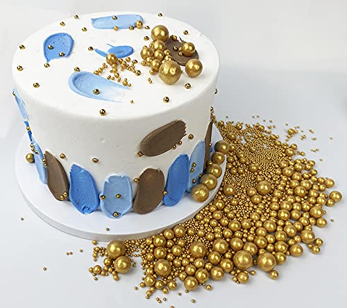 Edible Pearl Sugar Sprinkles Gold Candy 120g/ 4.2oz Baking Edible Cake Decorations Cupcake Toppers Cookie Decorating Ice Cream Toppings Celebrations Shaker Jar Wedding Shower Party Chirstmas Supplies
