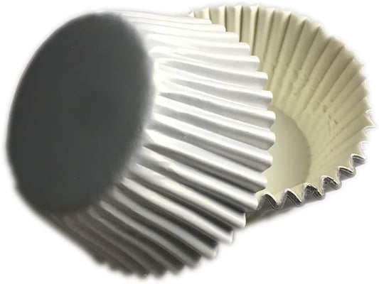Foil Metallic Paper Muffin Cupcake Liners case Baking Cups100 pcs,Standard Size 2x1.25inch (white foil)