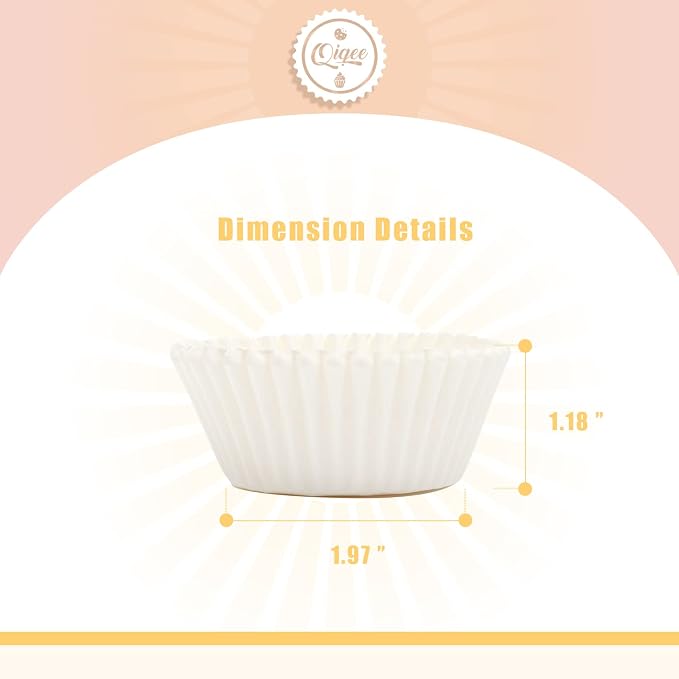 qiqee 1000pcs White Cupcake Liners Muffin Linner No Smell, Food Grade Baking Cups（Standard Size）