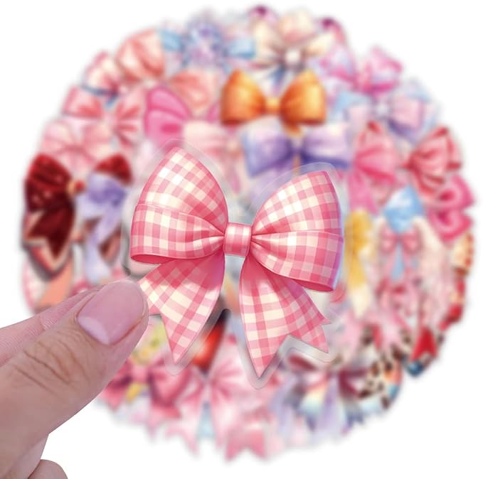 60 Pcs Clear Bowknot Stickers for Water Bottles, Laptop, Scrapbook, Journal, Skateboard, Guitar,Phone,Aesthetic Waterproof Transparent for Crafts Decorative,Sticker Collectors,DIY Lovers...(Bowknot)