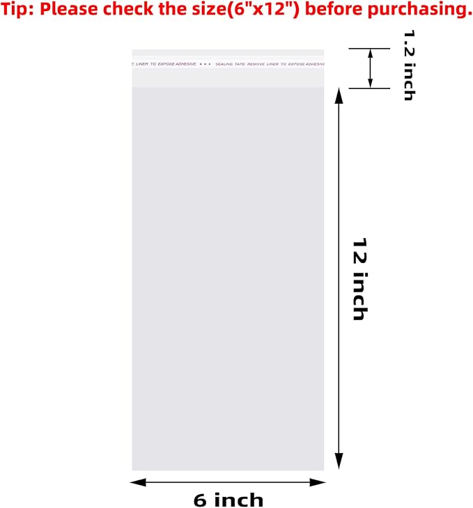 Morepack Self Sealing Cellophane Bags Self Adhesive,6x12 Inches Clear Resealable Cellophane Bags 200 Pieces