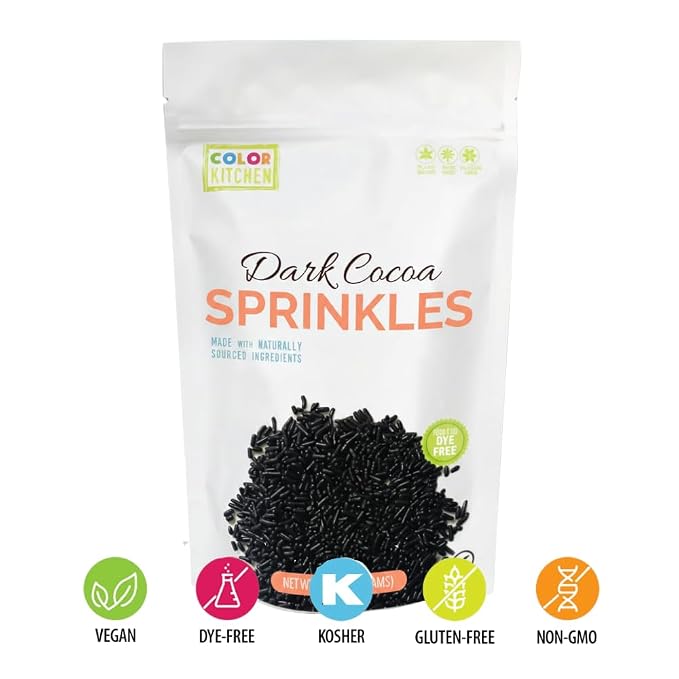 Color Kitchen Chocolate Sprinkles For Ice Cream And Baking, Dark Cocoa Chocolate Jimmies Sprinkles, Real Chocolate Sprinkle, Plant Based, Gluten Free, 2 lbs