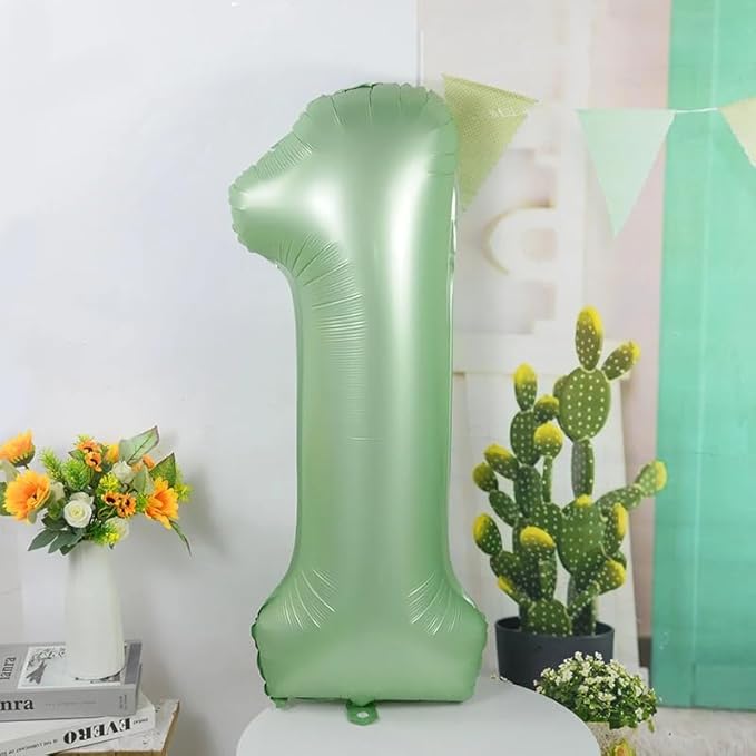 Number Balloons 1, 40 Inch One Balloons for 1st Birthday Girl Boy 1 11 21 Party Decorations Baby Shower Photo Shoot, Olive Green 1 Balloon