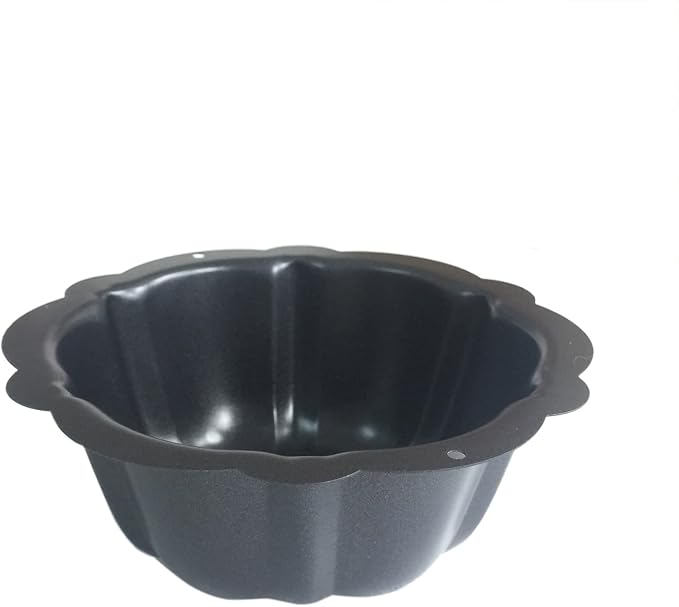 Fluted Tube Cake Pan, Nonstick Mini Kugelhopf Mold, 4 Inch Black | Pack of 4 Small Baking Pans Pumpkin Shape, Reusable Carbon Steel Fluted Tin for Flan, Muffin, Brownie, Pudding, Bread