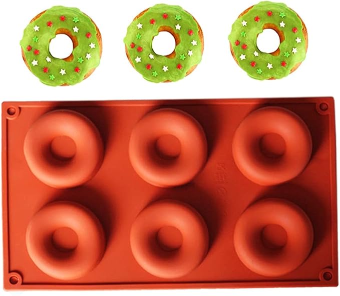 6 Cavity Donut Mold Silicone Non-stick Baking Tray Heat-resistant Reusable Folded Donuts Maker Colorful Soft Dessert Making Tool