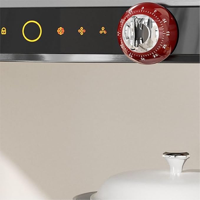 Retro Mechanical Kitchen Timer, Red, 60-Minute Countdown with Magnetic Back, Wind-Up Design, Loud Alarm for Cooking, Home Use (red and Plastic Material)