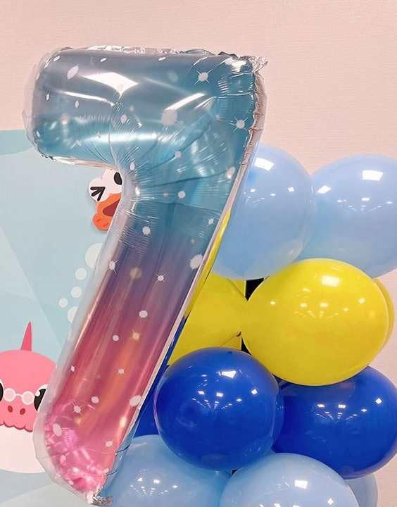 Starry Sky Number 7 Balloon 40 Inch, 7th Birthday Party Decorations for Children, Giant 7 Foil Balloon for Party Supplies