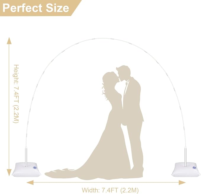 Balloon Arch Kit, 7.4ft Balloon Arch Stand Frame with Base: for Wedding Baby Shower Birthday Party Decorations Garden Arbors (White)