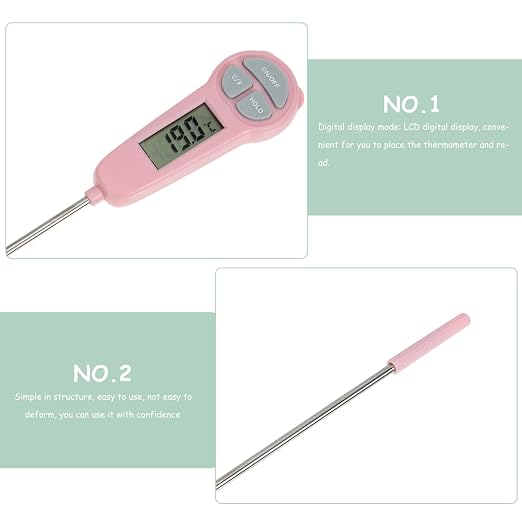 Digital Meat Thermometer Cooking Instant Read Temp Probe 30℃~300℃ Read Digital Cooking Candle Liquid Making for Oil Deep Fry Oven