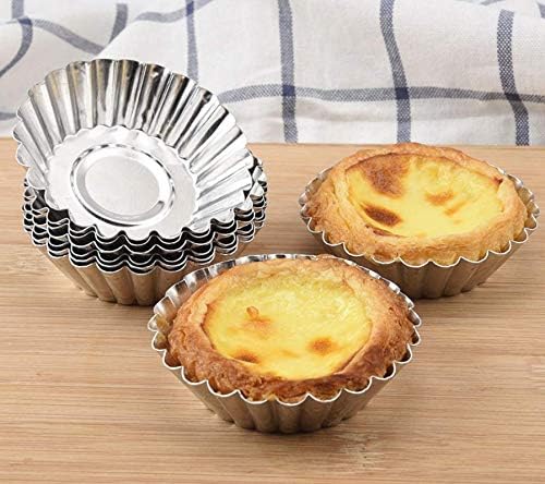 10 Pcs Aluminum Egg Tart Mold Baking Cups,Cupcake Cake Cookie Pudding Lined Mould Tin Baking Tool
