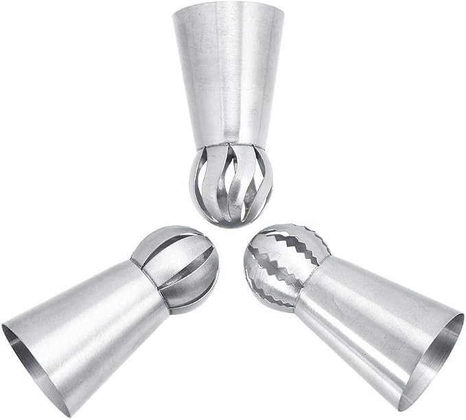 3pc Sphere Ball Russian Icing Piping Nozzles Tips Cake Decor Pastry Cupcake Set for Home,Cake Shop and Commercial