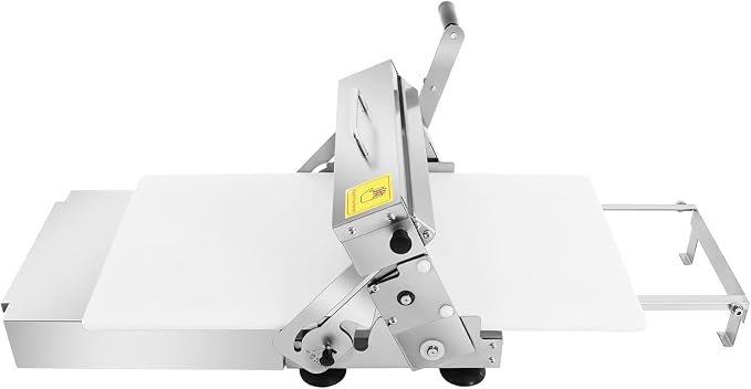 Manual Dough Sheeter Machine, Stainless Steel & PP Manual Dough Roller for Laminated Pastries, Commercial & Home Baking, Adjustable Thickness 0-25mm, No Electricity Needed, Silver