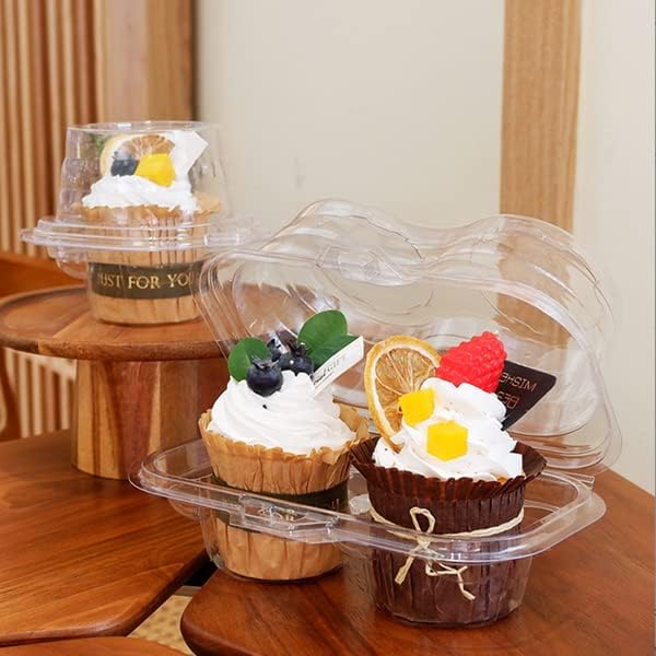 Clear Cupcake Boxes with 2 Compartment,Plastic Stackable Cupcake Carrier Holder Box - BPA-Free,Durable,Keep Your Cupcakes or Muffins Delicious (15)