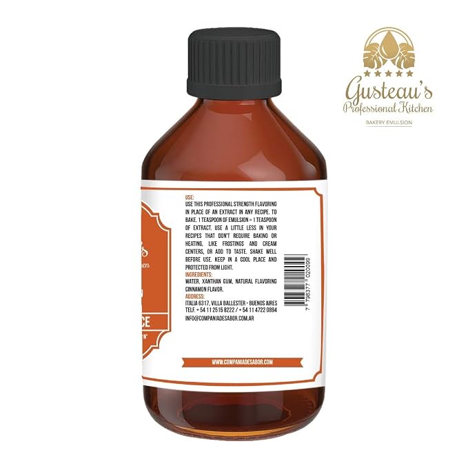 Gusteau's - Cinnamon Spice Flavor Emulsion, 4 fl oz (100ml) Alcohol Free, Sugar Free, Kosher (CINNAMON SPICE)