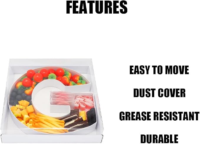 WENPACK 12.5" Cardboard Letter Shaped Mache Decorative Strawberries Fillable Sweets Candy Box with Clear Lid (White, G)
